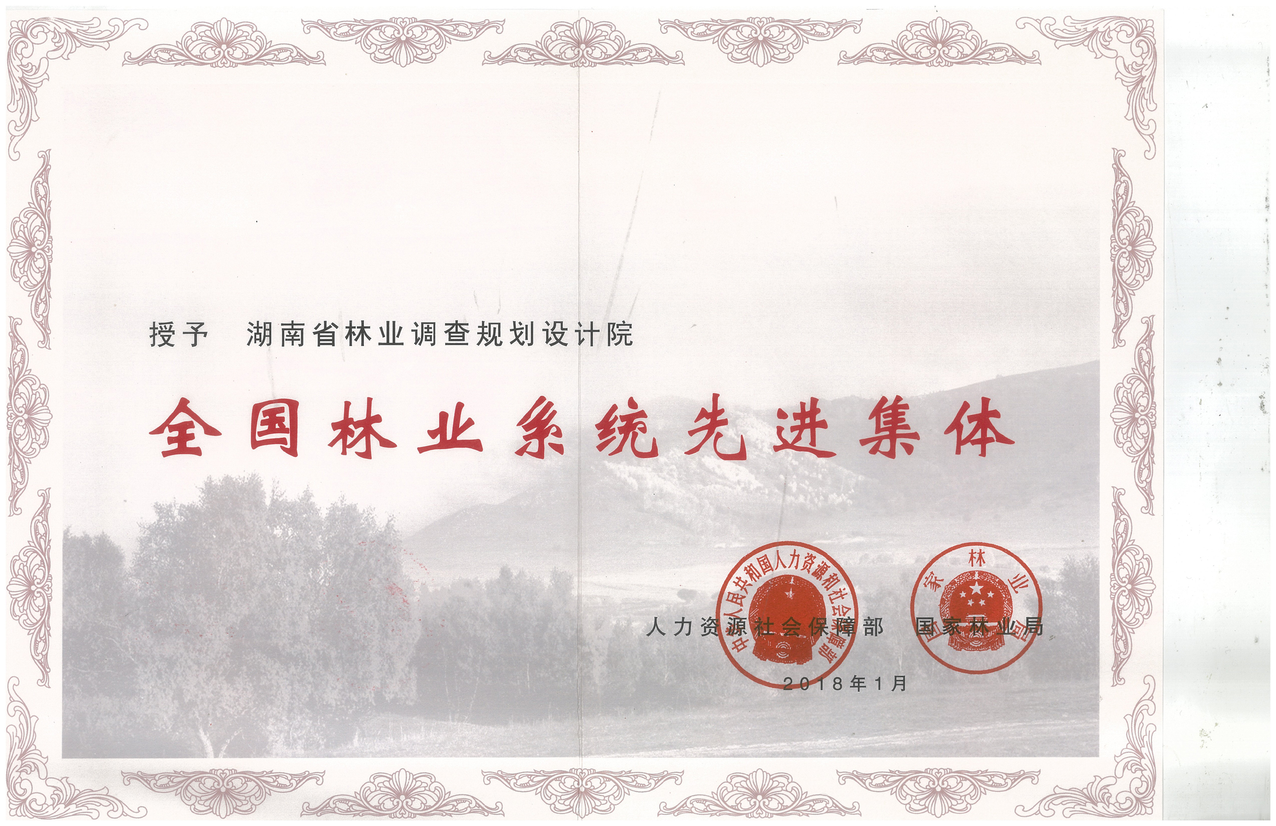 我院榮獲全國林業系統先進集體榮譽稱號